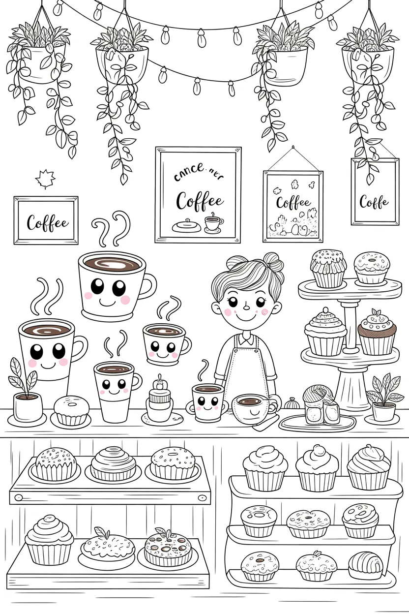  coffee shop coloring pages free printable