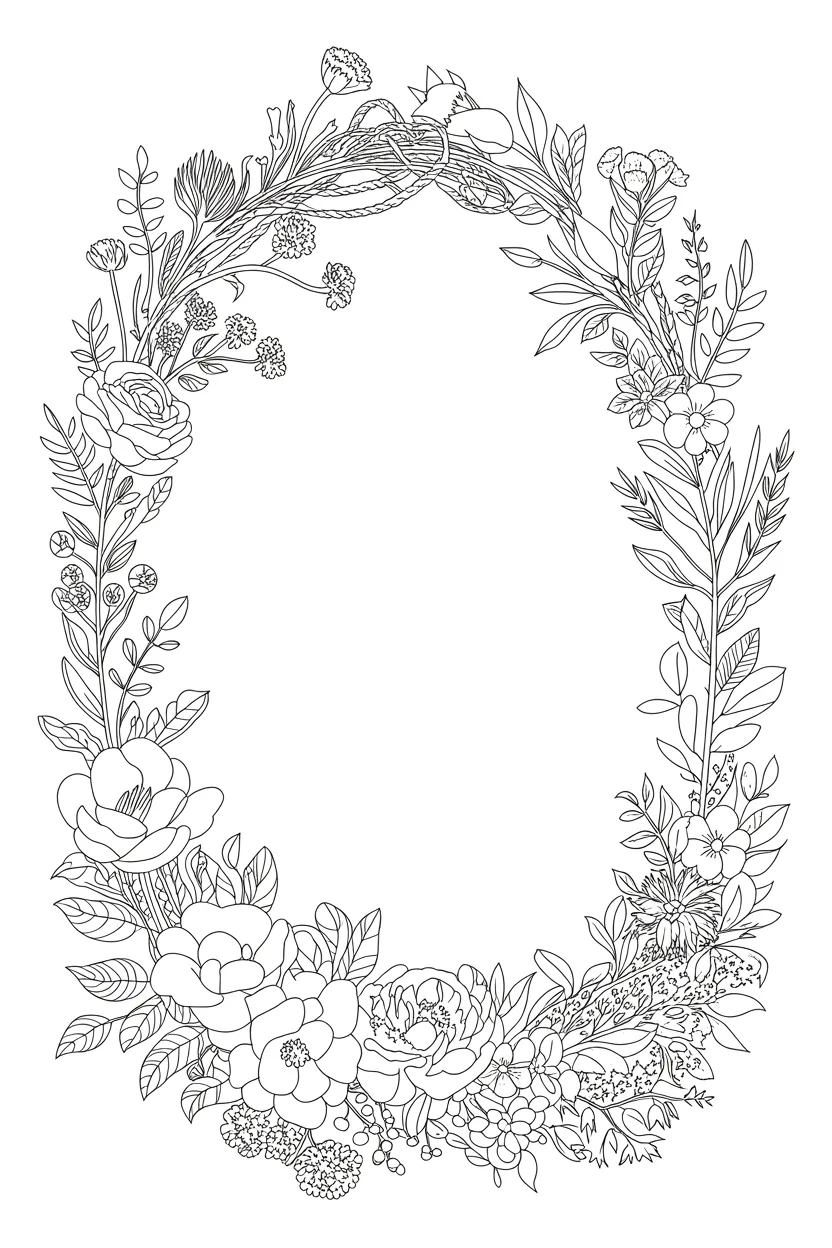 flower wreath coloring pages
