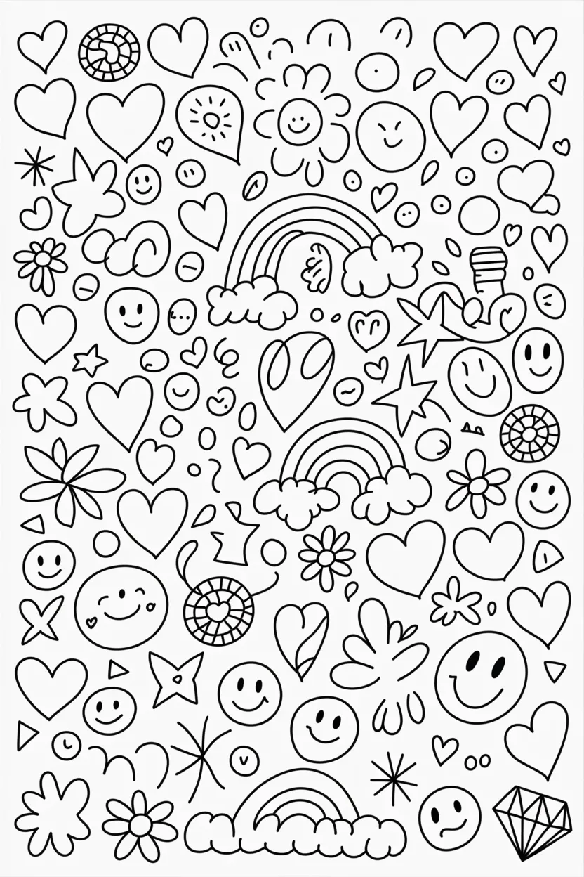 Trendy doodle coloring pages free printable