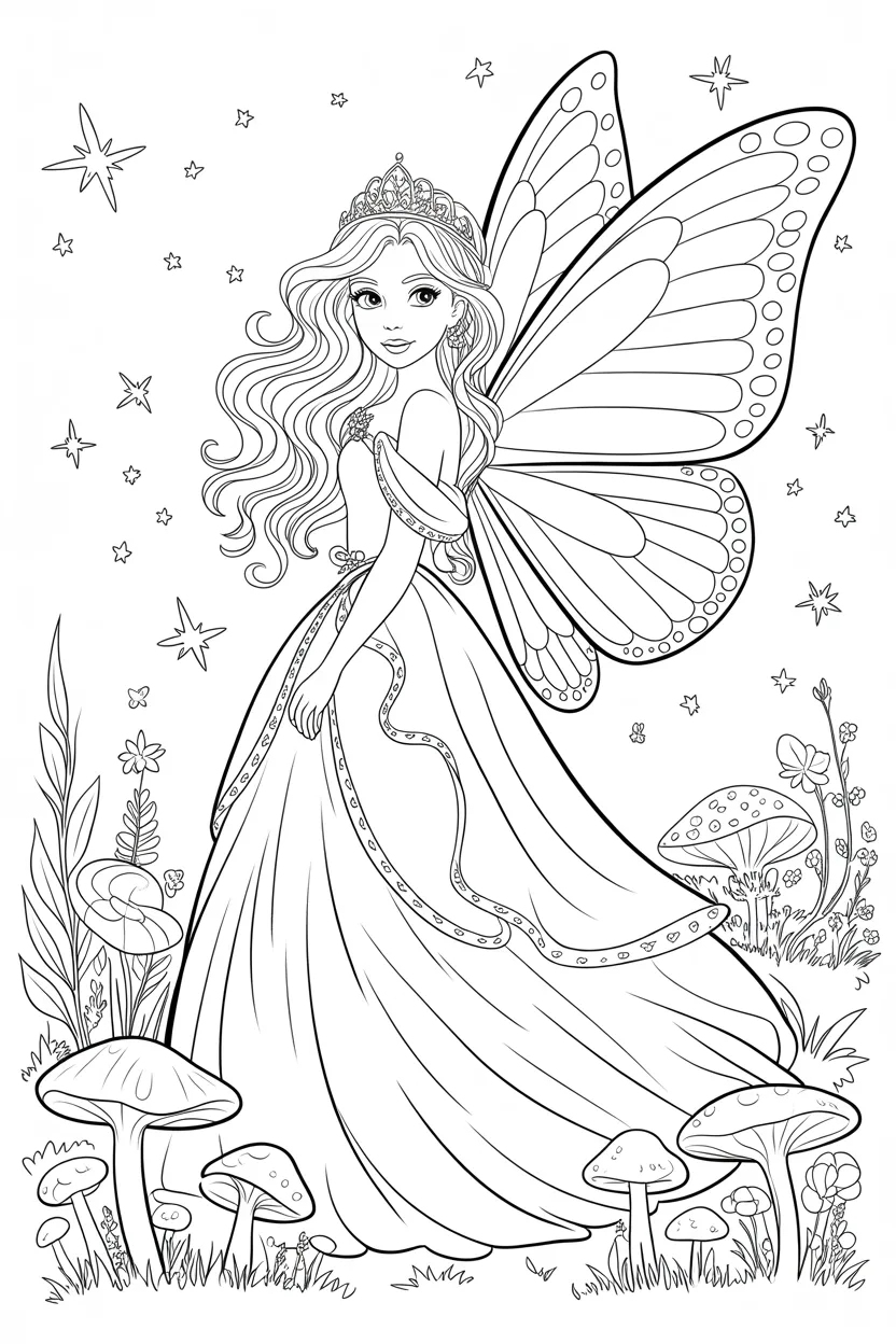 5 Princess fairy coloring pages free printable