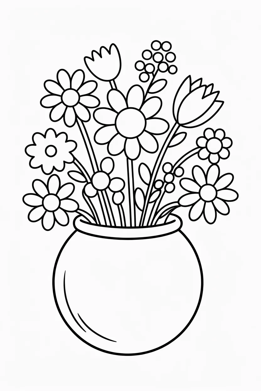 flowers bouquet coloring pages free printable