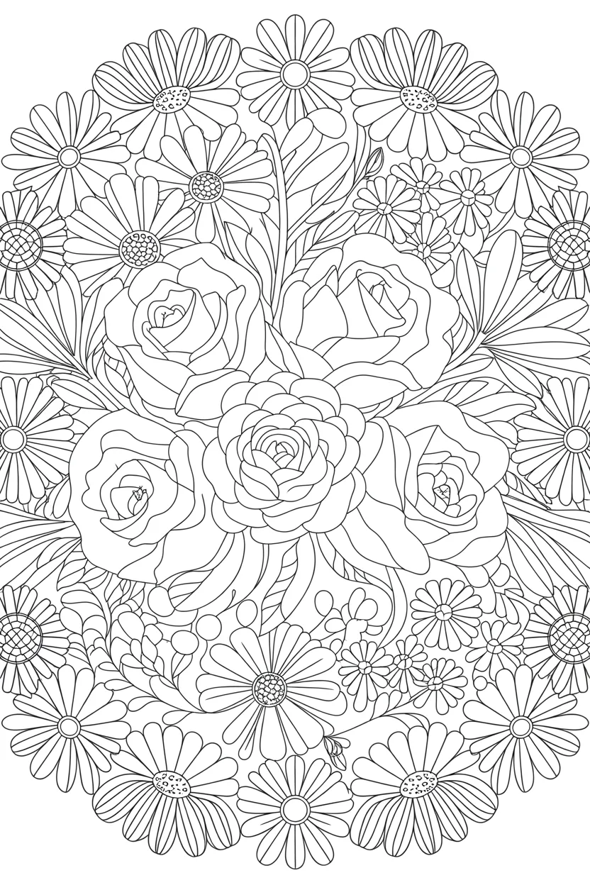 Floral mandala coloring pages