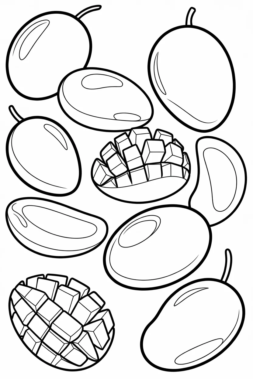 5 Mango coloring pages free printable