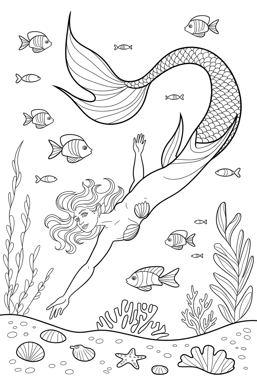 mermaid coloring pages free printable