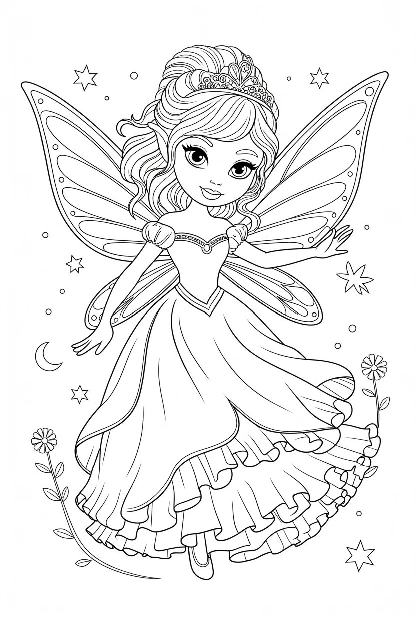 5 Princess fairy coloring pages free printable