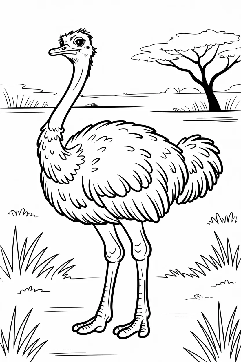 5 Ostrich coloring pages free printable