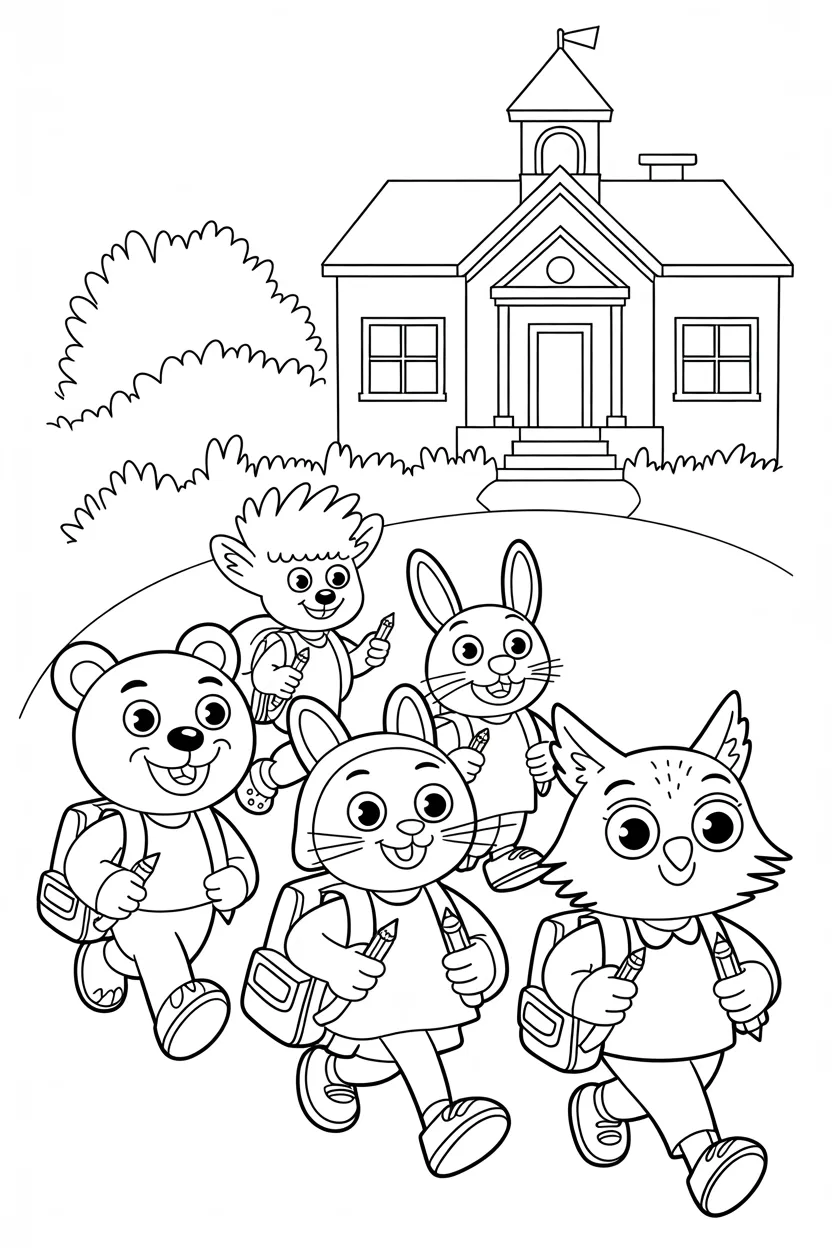 Cute Cartoon Animals Coloring Pages Free Printable