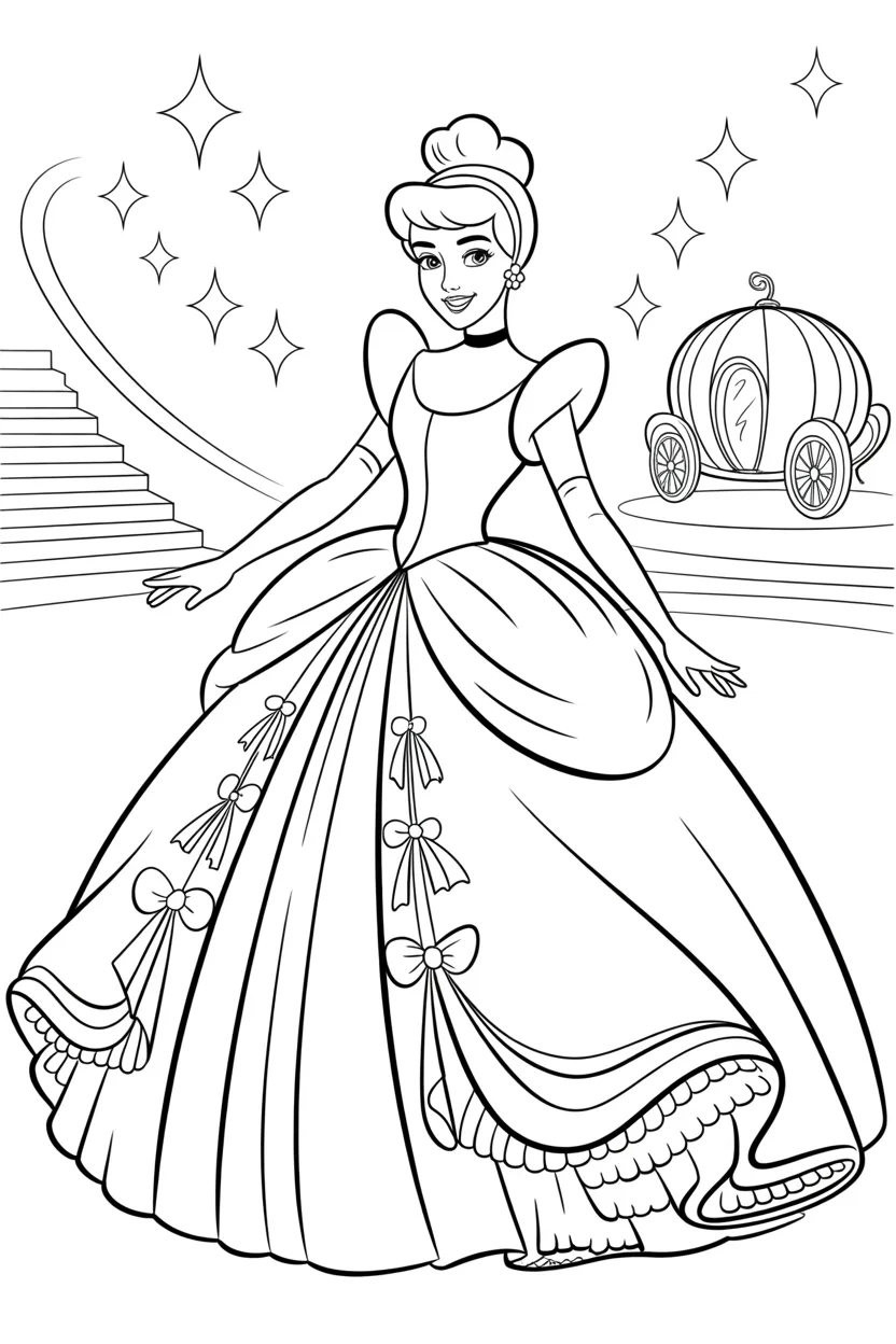 4 Cinderella coloring pages free printable