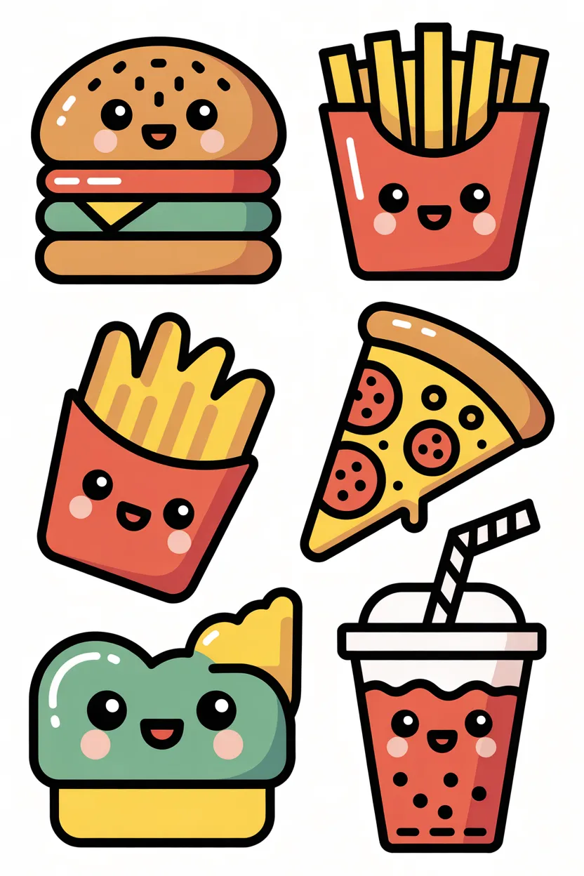 food doodle stickers free printable