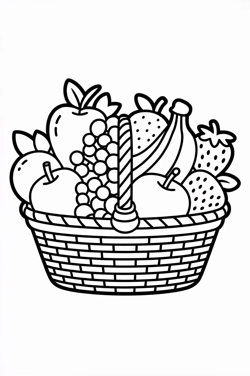 5 Fruits basket coloring pages free printable