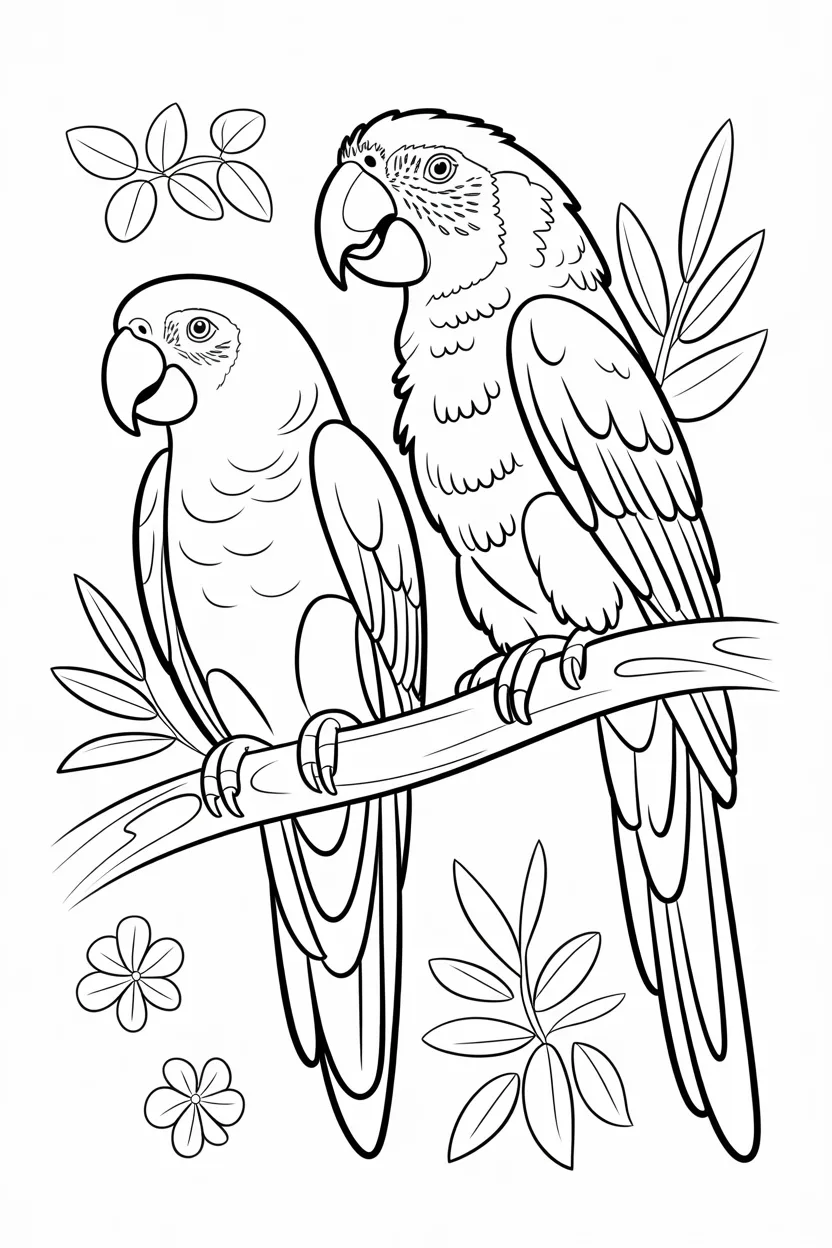 Parrots coloring pages free printable