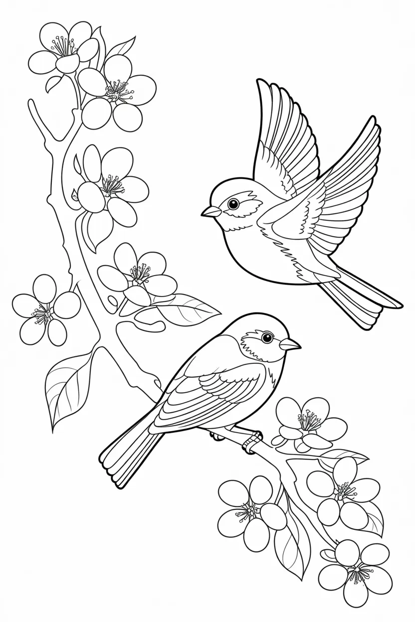 5 birds coloring pages free printable
