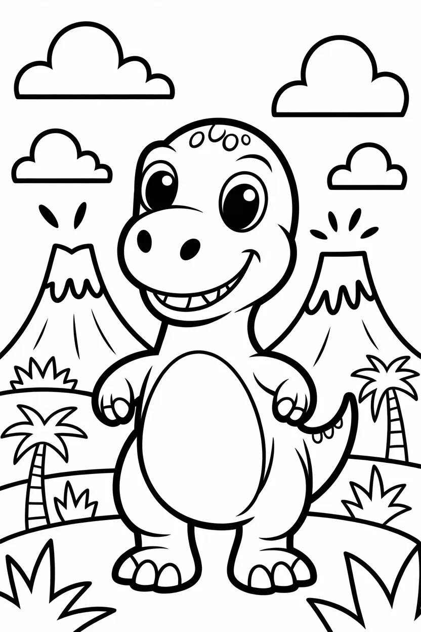 5 Cartoon dinosaur coloring pages free printable