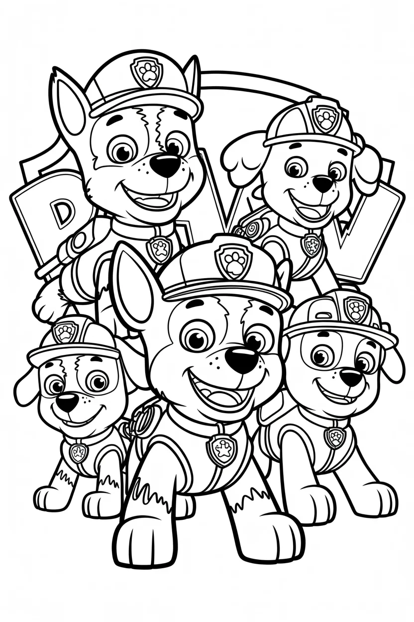 4 Paw petrol coloring pages free printable