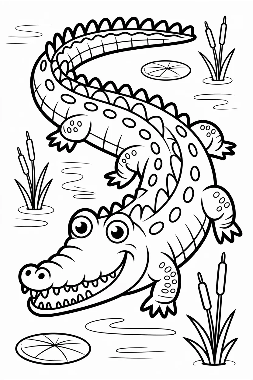 5 Crocodile coloring pages free printable