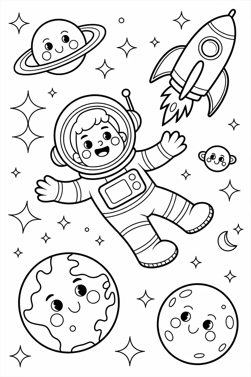 astronaut in space coloring pages