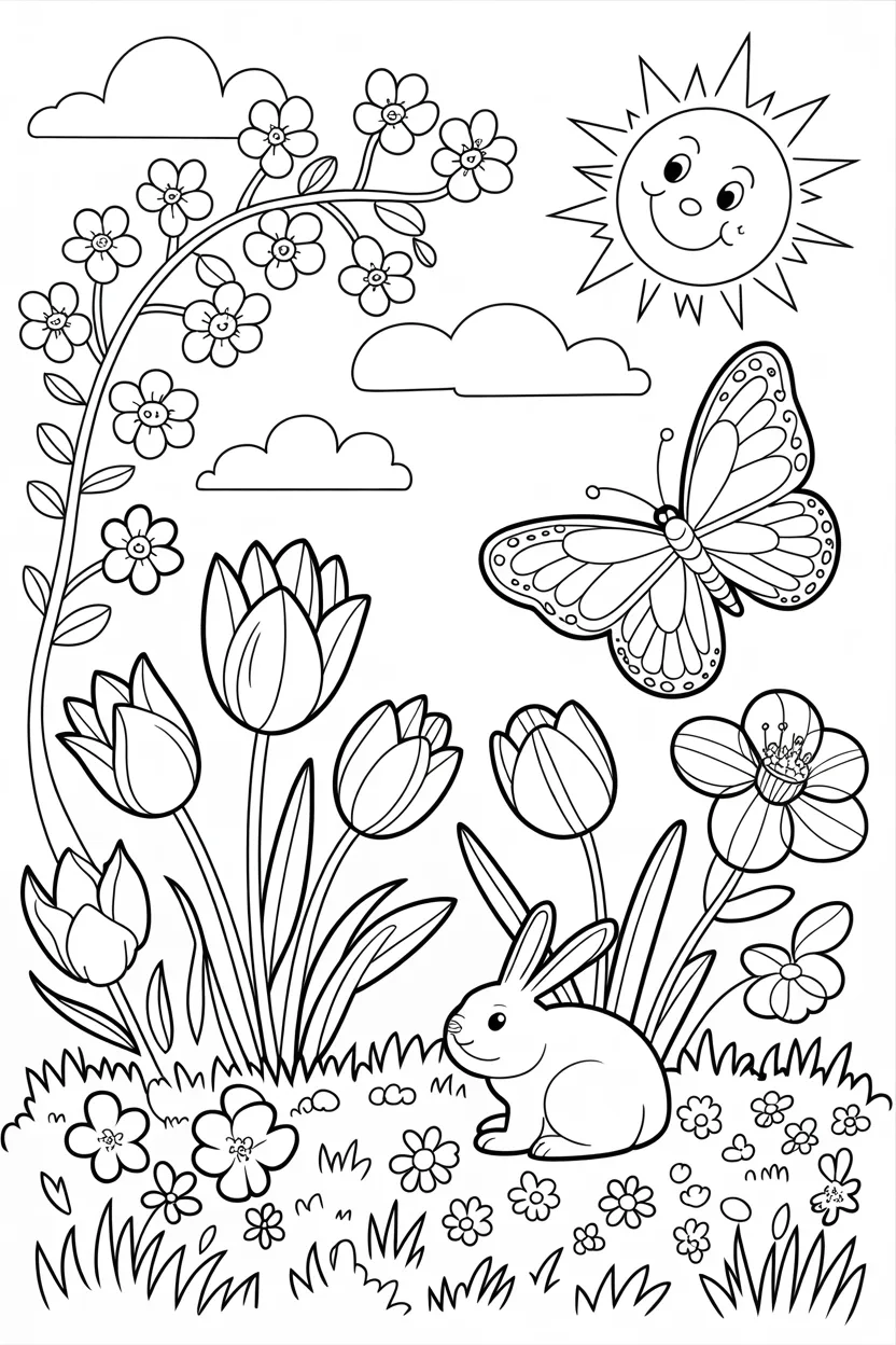 5 Spring coloring pages free printable