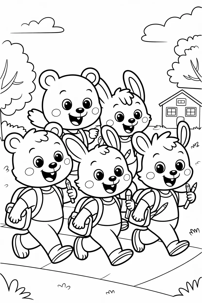 Cute Cartoon Animals Coloring Pages Free Printable