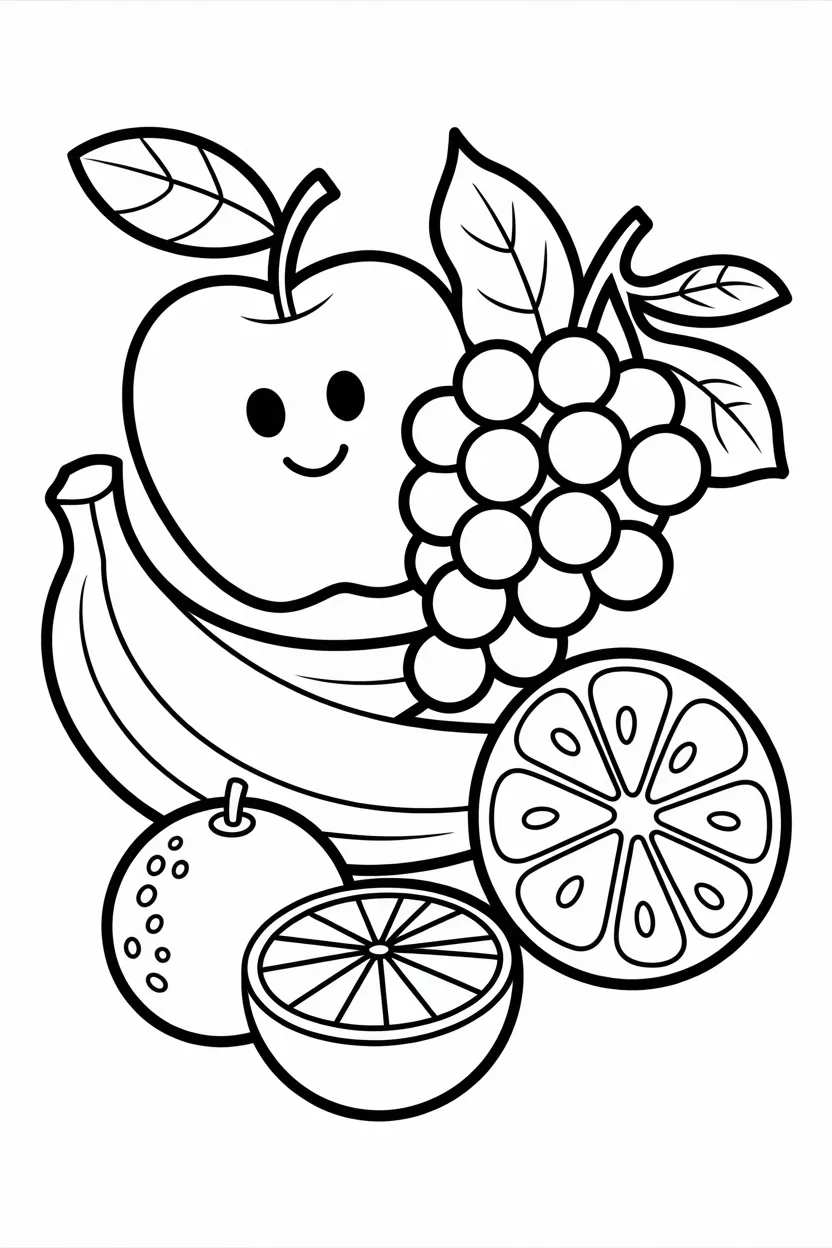 5 Fruits Coloring Pages Free Printable