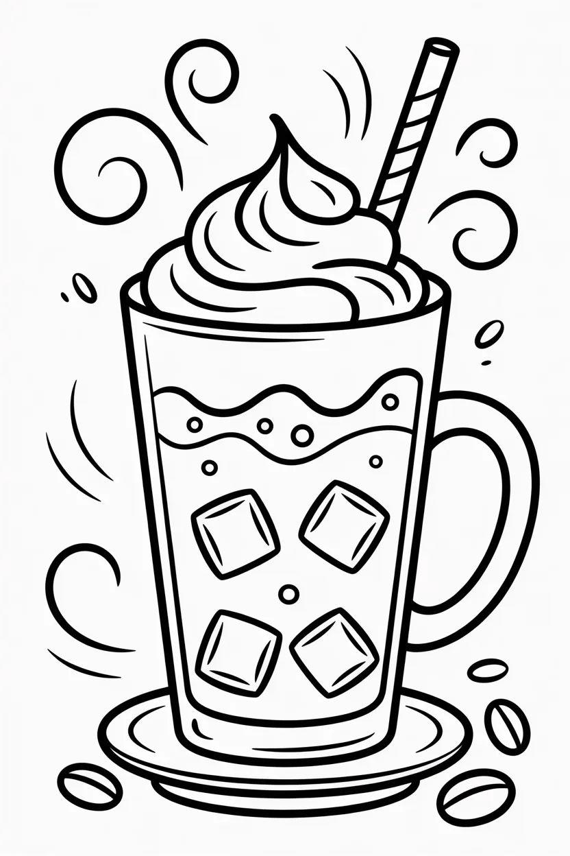 5 iced coffee coloring pages free printable 