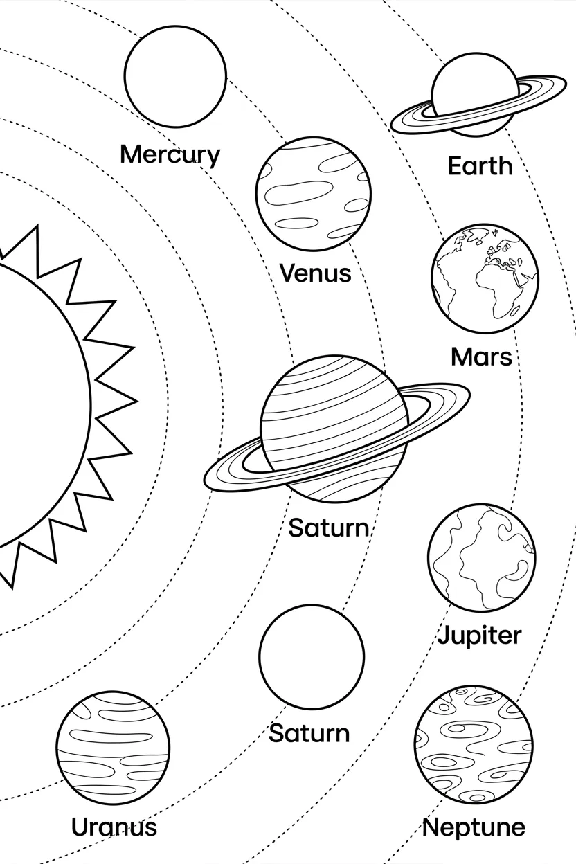 5 Solar system coloring pages free printable