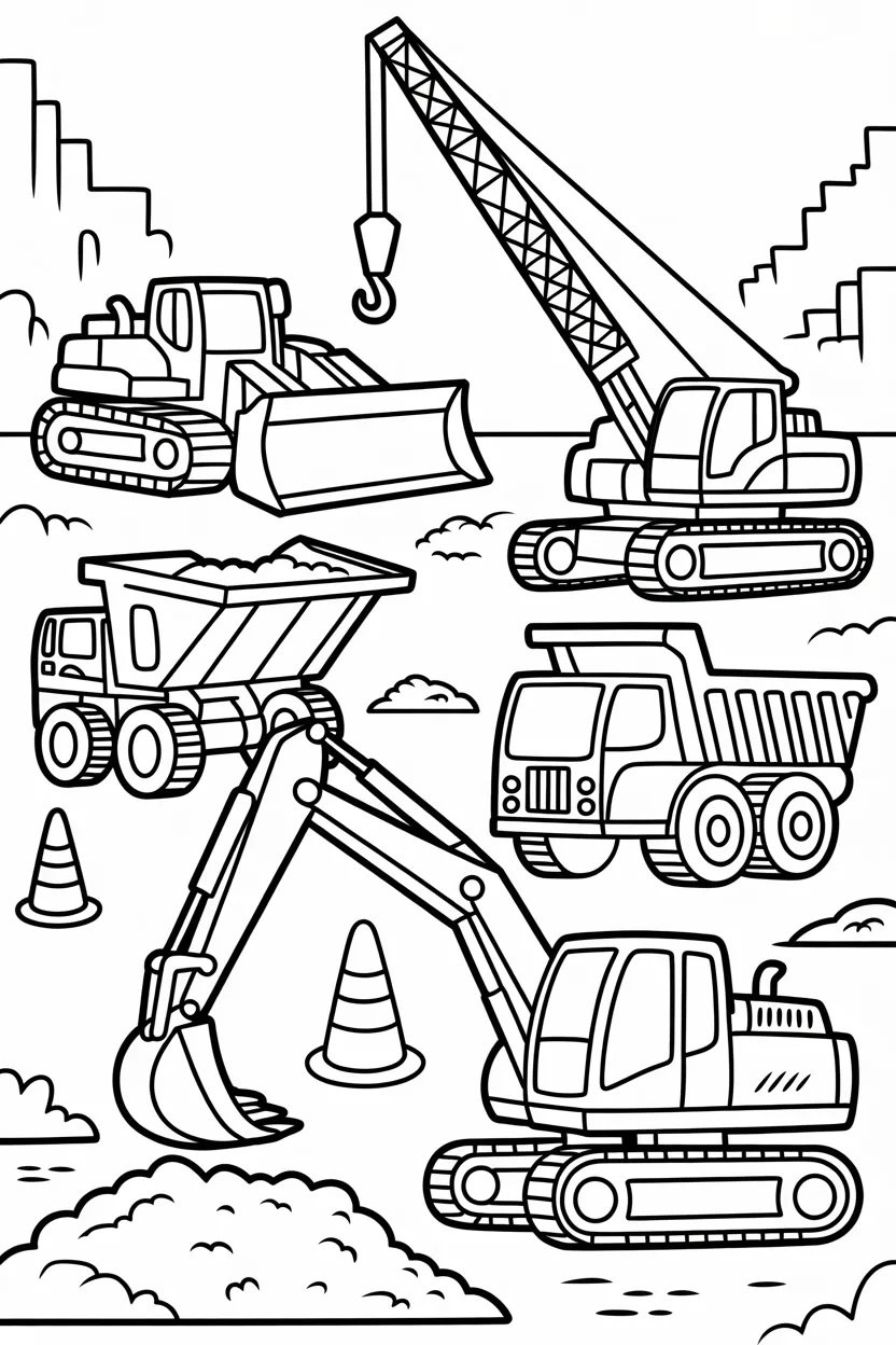 construction vehicles coloring pages free printable