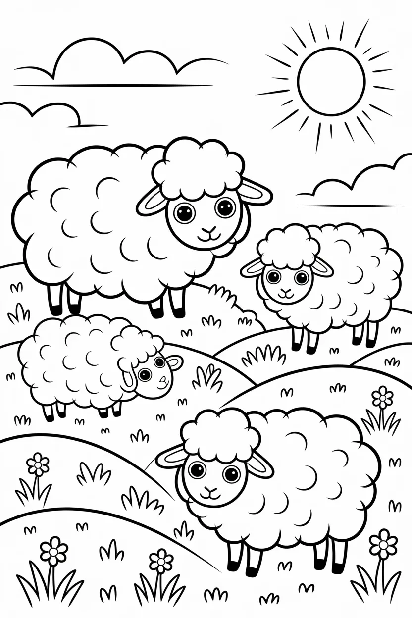 5 Adorable sheep coloring pages free printable