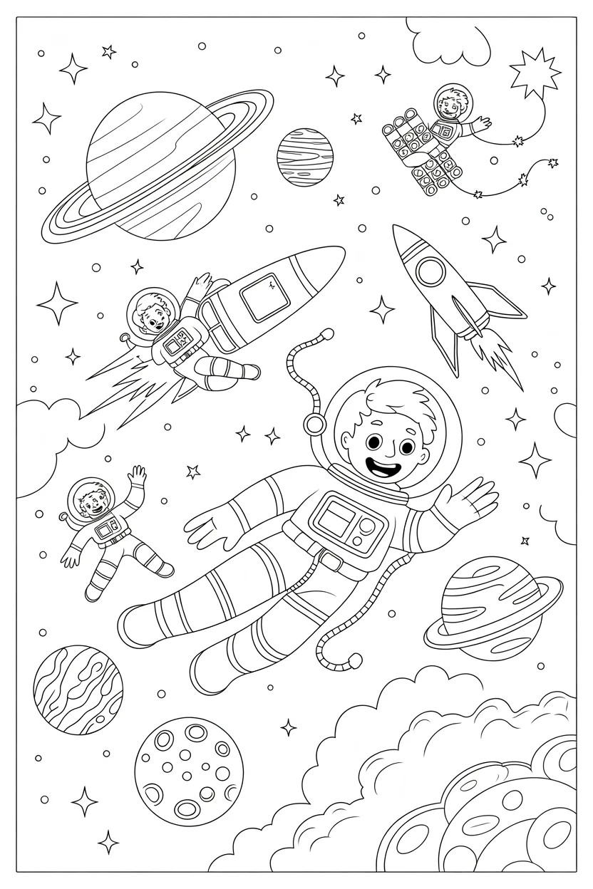 astronout in space coloring pages free printable