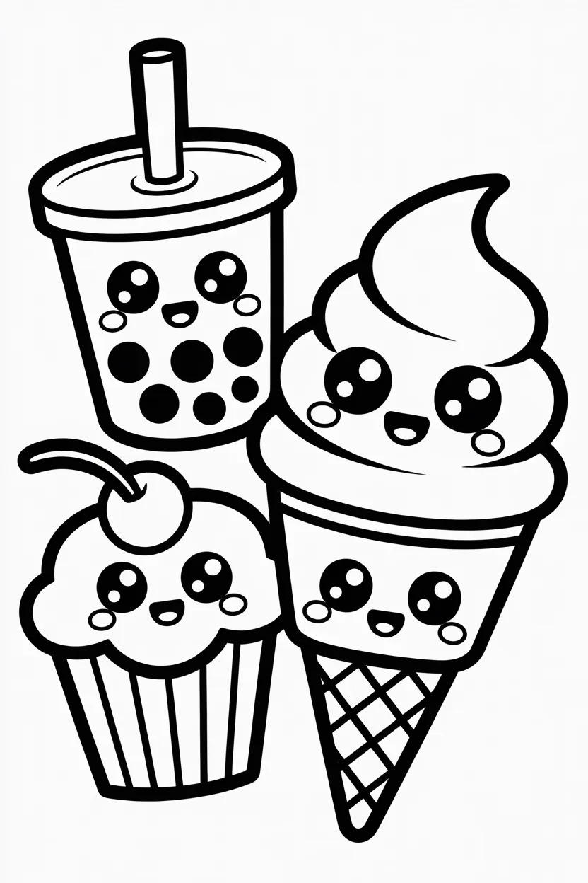 5 Cute food coloring pages free printable