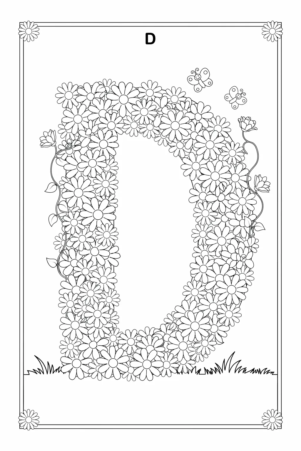 alphabet letter D coloring pages free printable