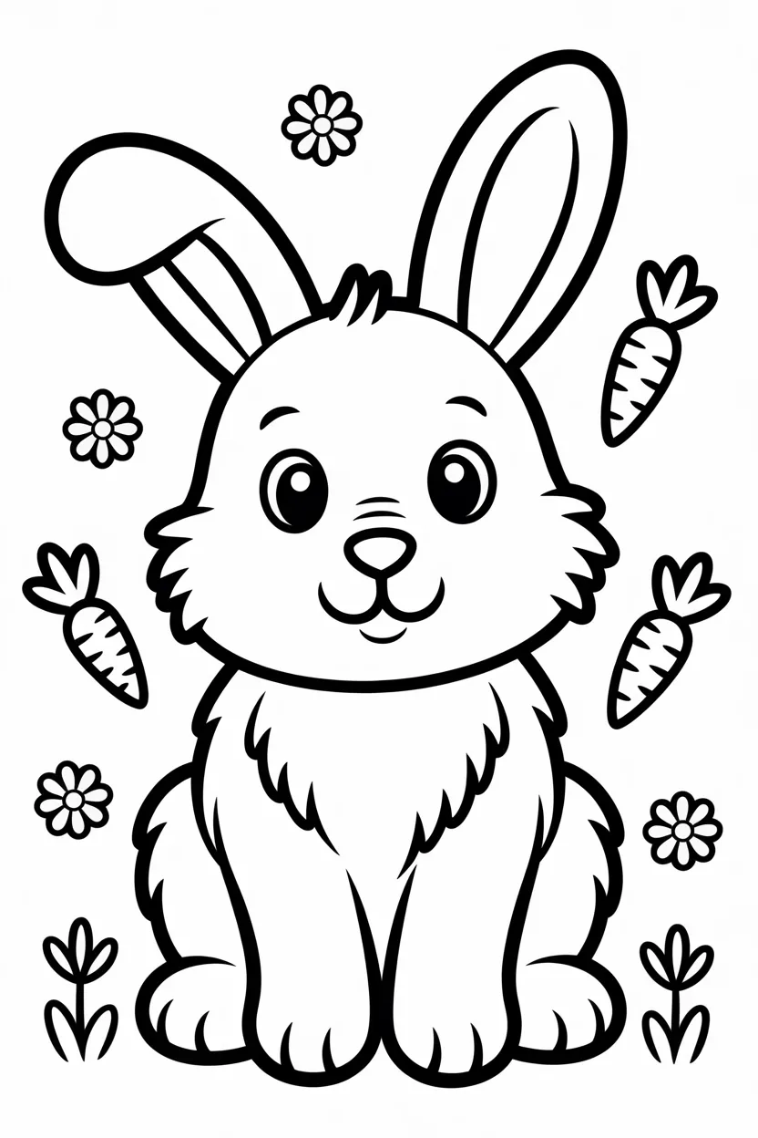5 Cute Bunny coloring pages free printable