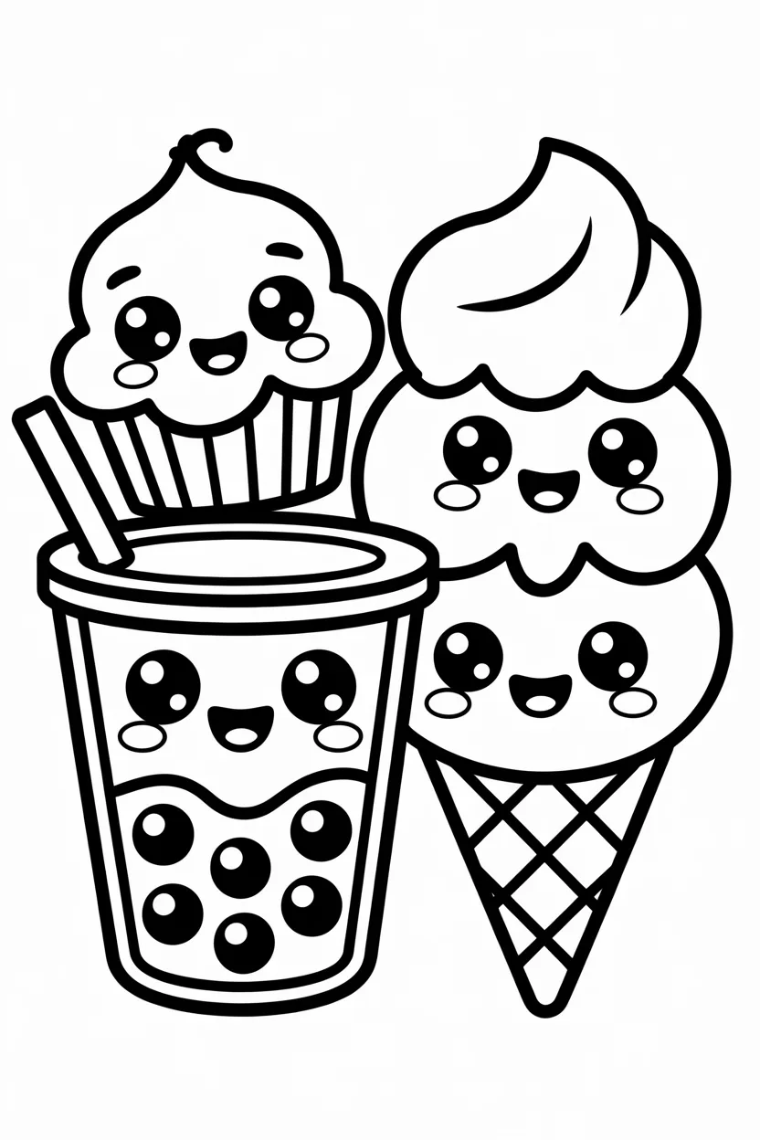 5 Cute food coloring pages free printable