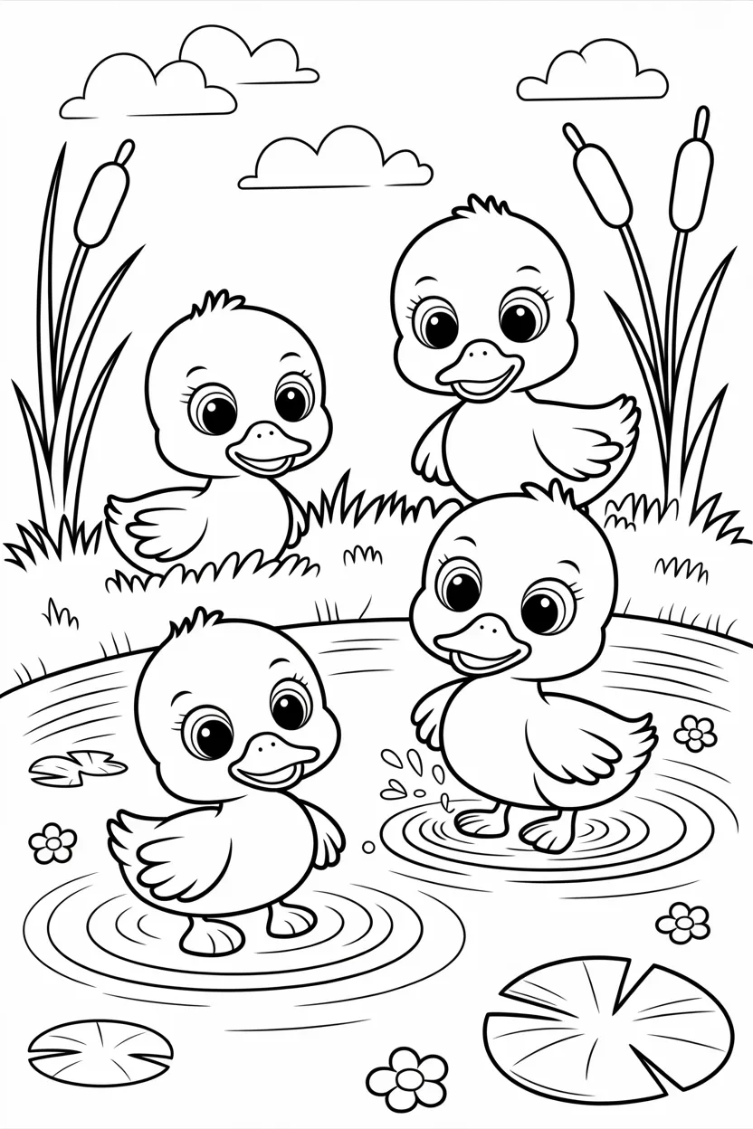 cute ducklings coloring pages free printable