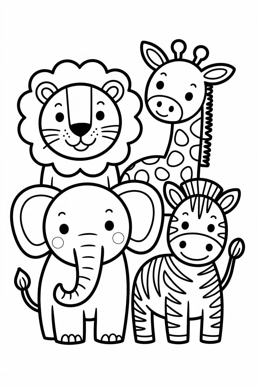 cute safari animals coloring pages