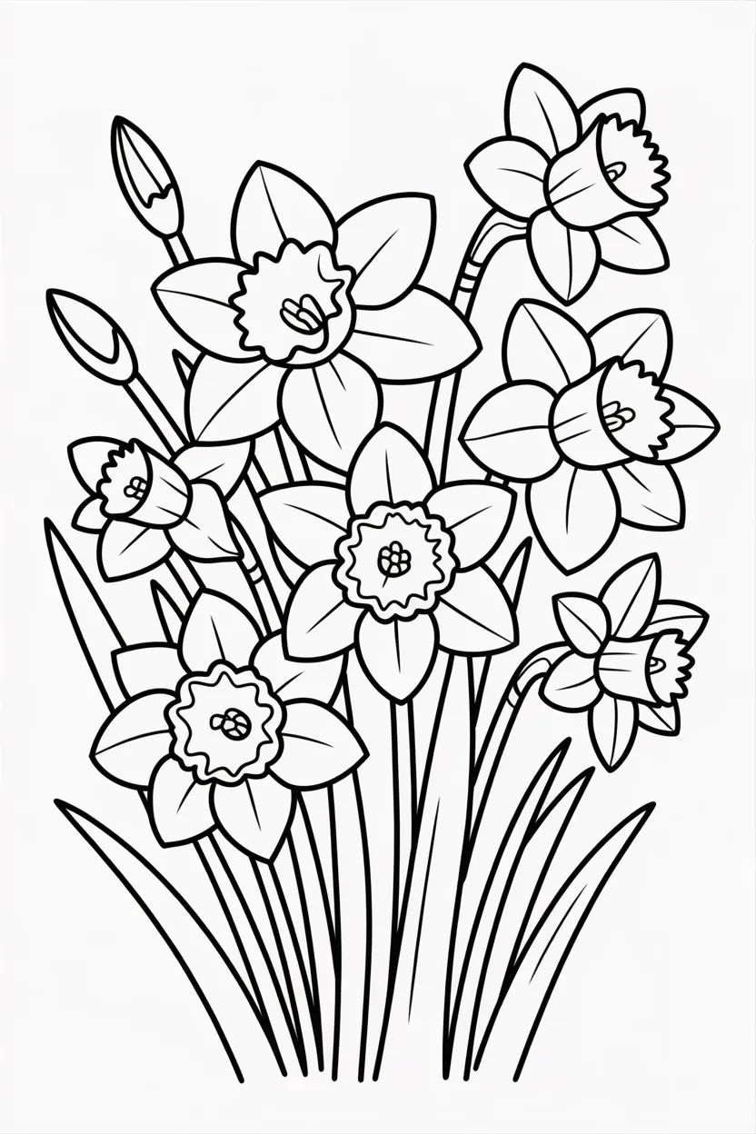 5 Daffodils coloring pages free printable