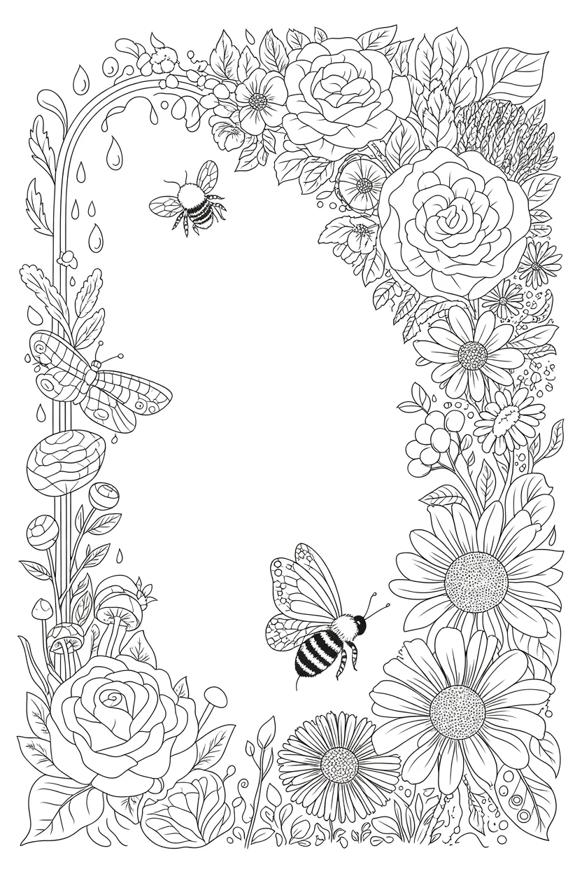 Floral Frame Coloring Pages Free Printable