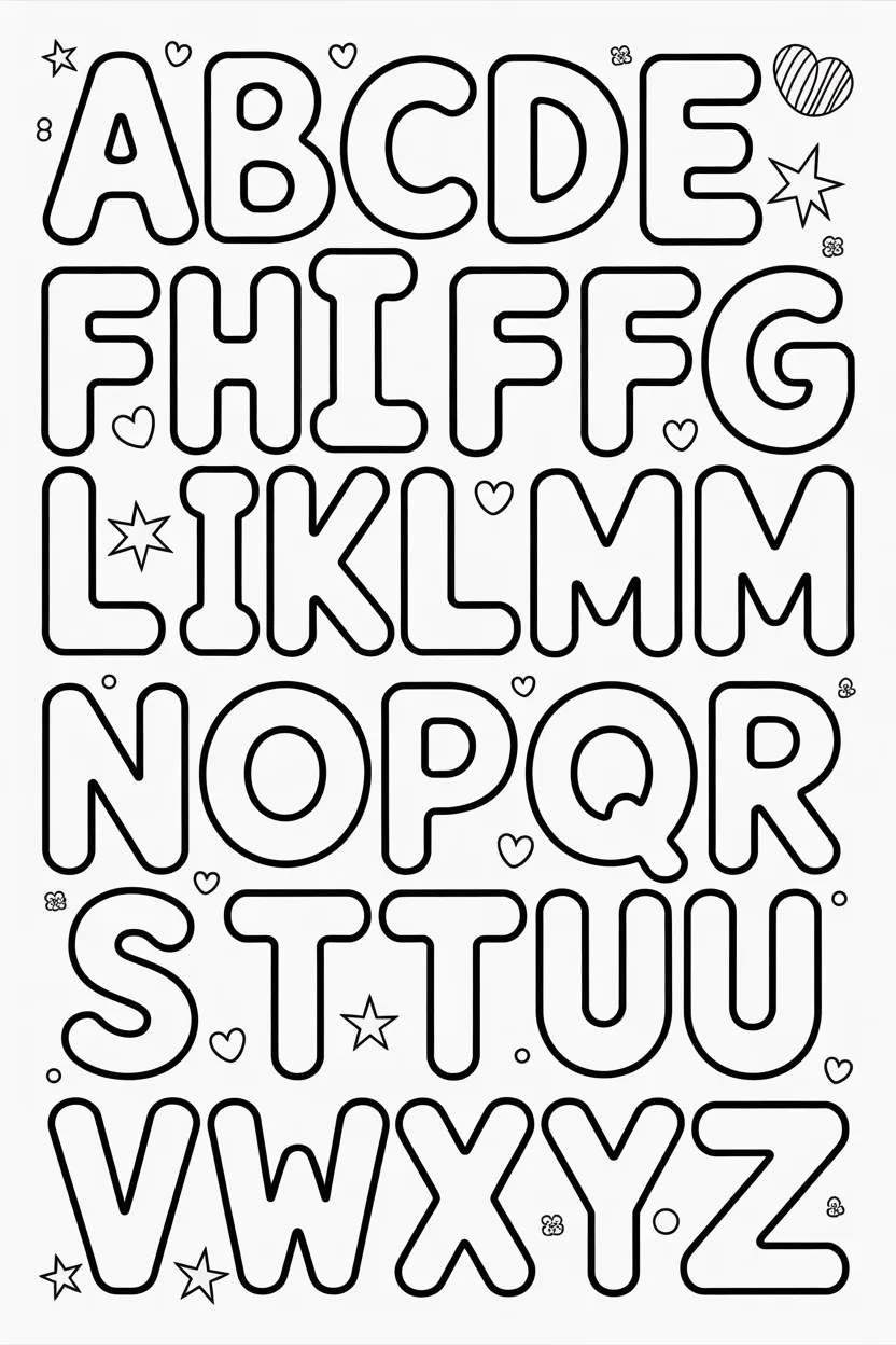 5 Alphabets coloring pages free printable