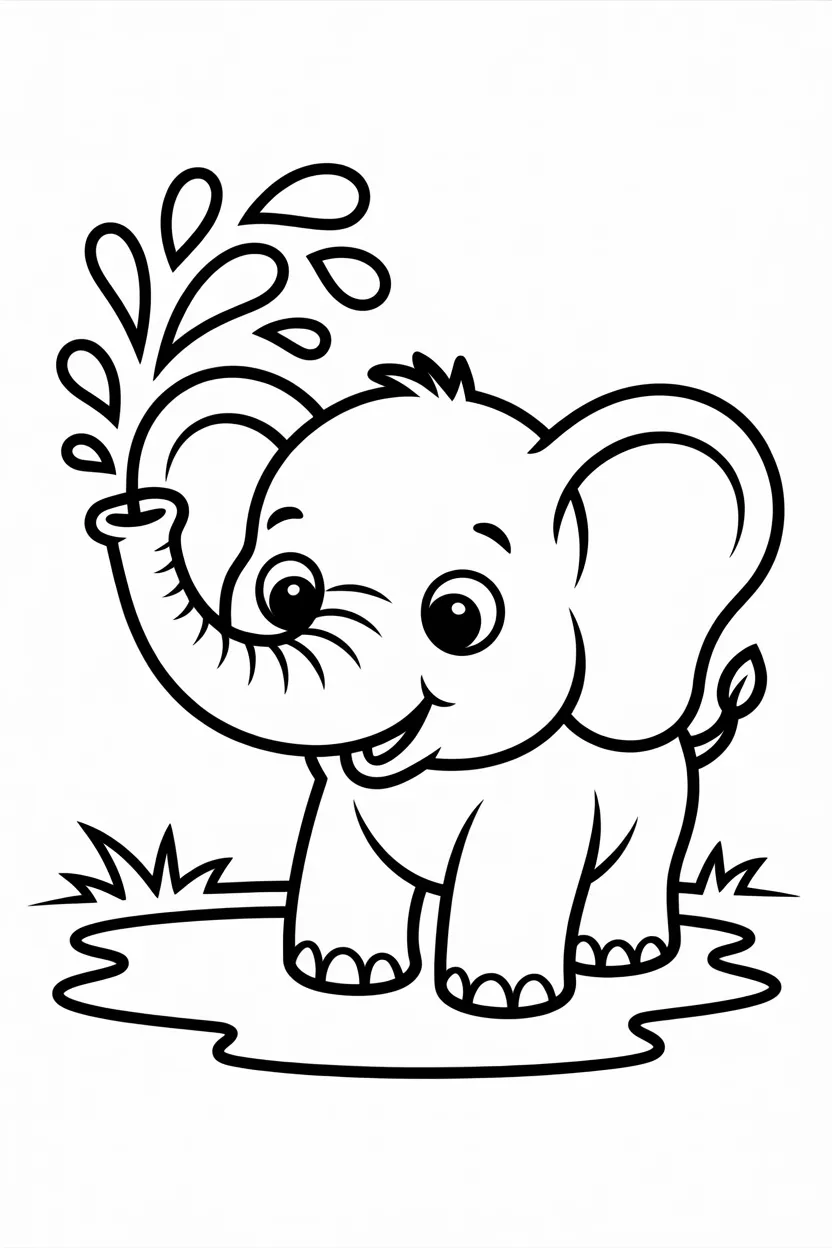 5 Cute Elephant coloring pages free printable