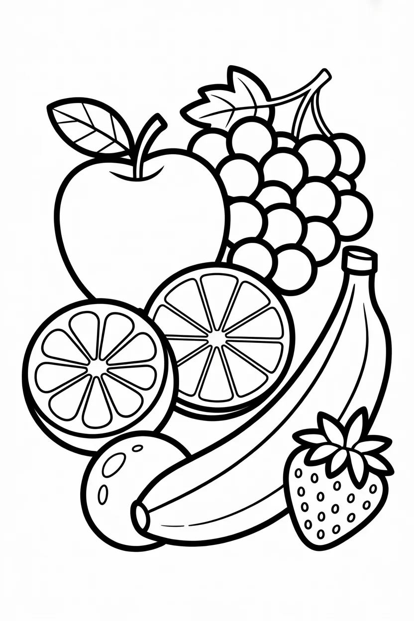 5 Fruits Coloring Pages Free Printable