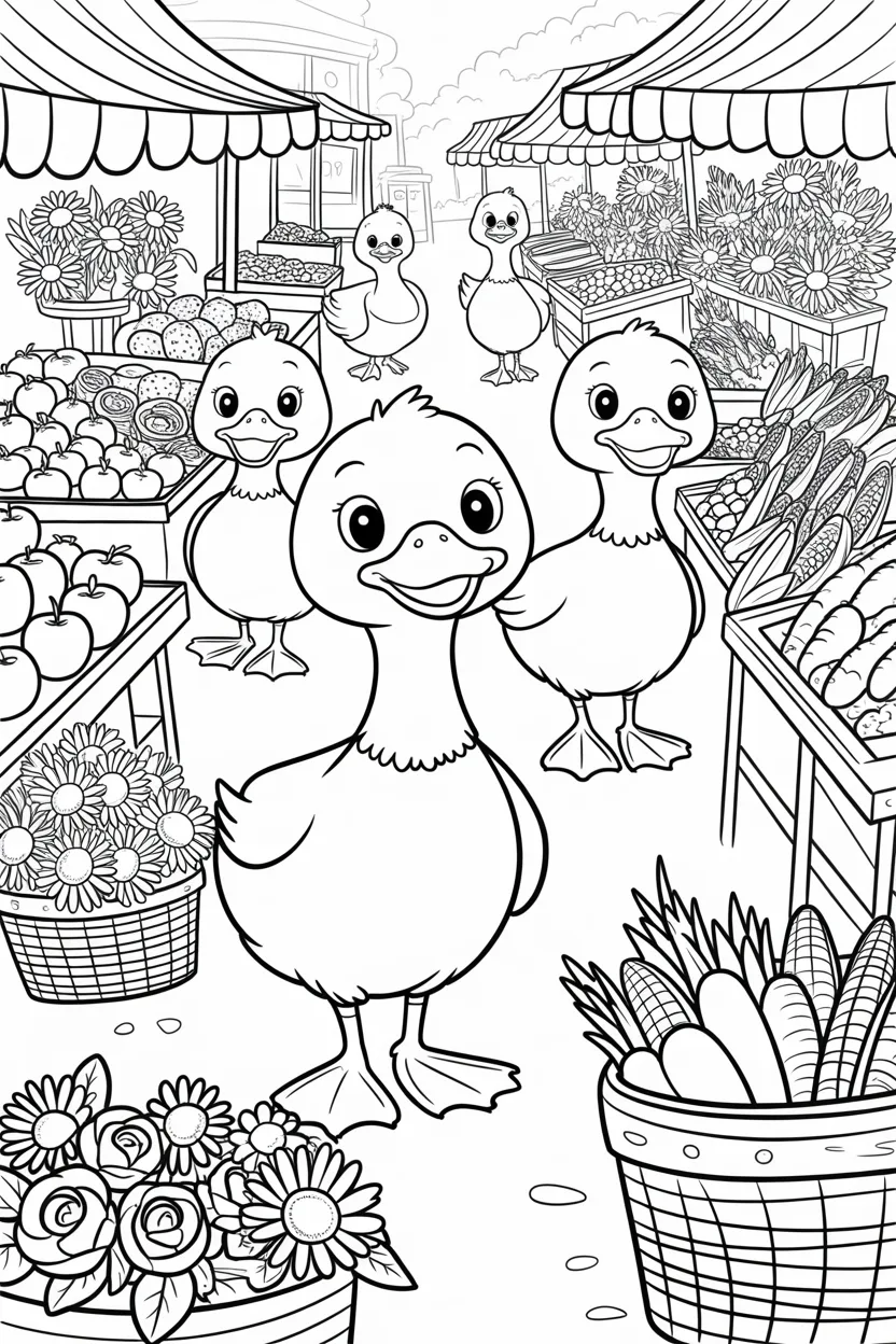 Cute ducks coloring pages free printable