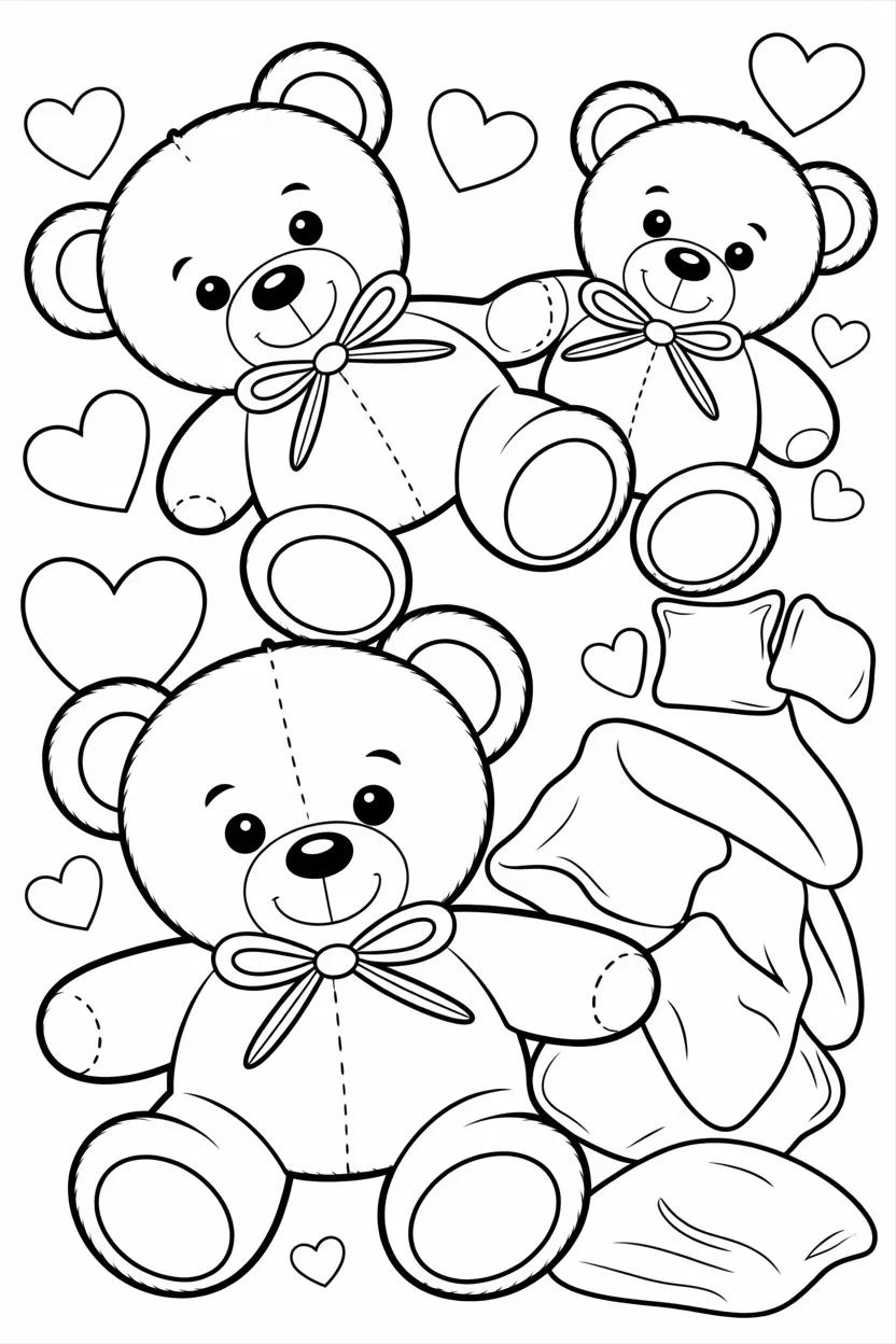 5 Teddy bear coloring pages free printable