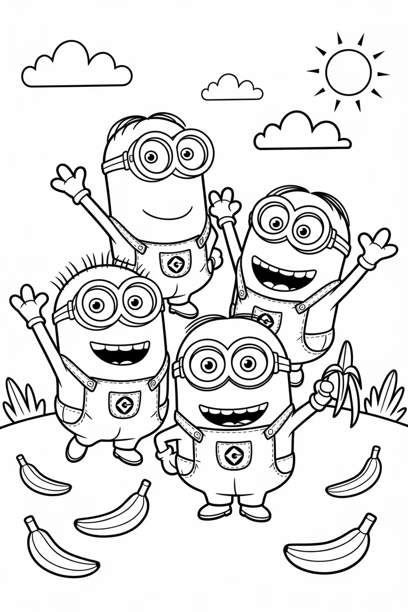 cartoon character minions coloring pages free printable