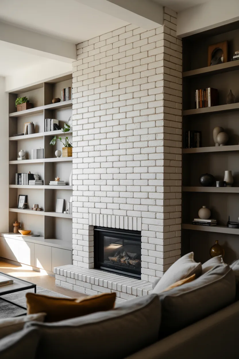White Brick Fireplace Ideas