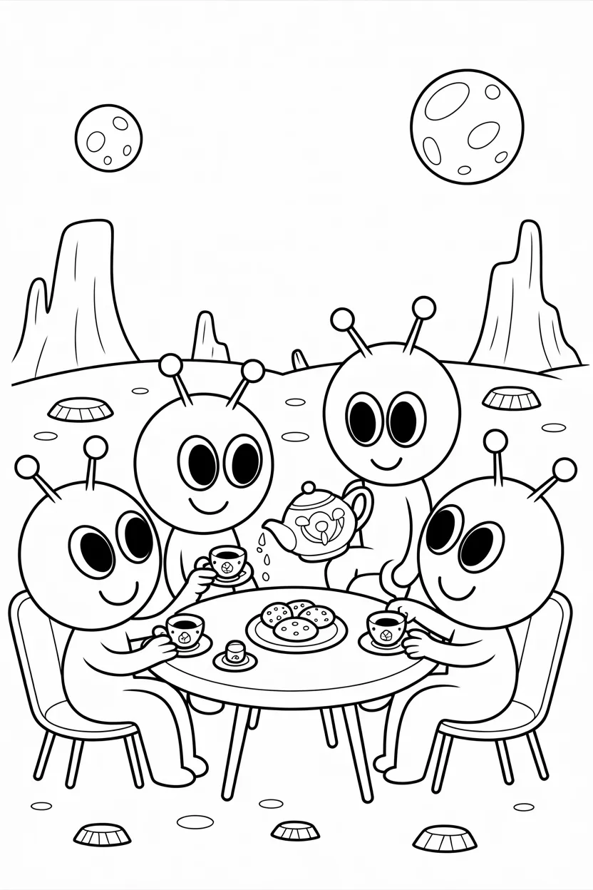 Cute Aliens coloring pages