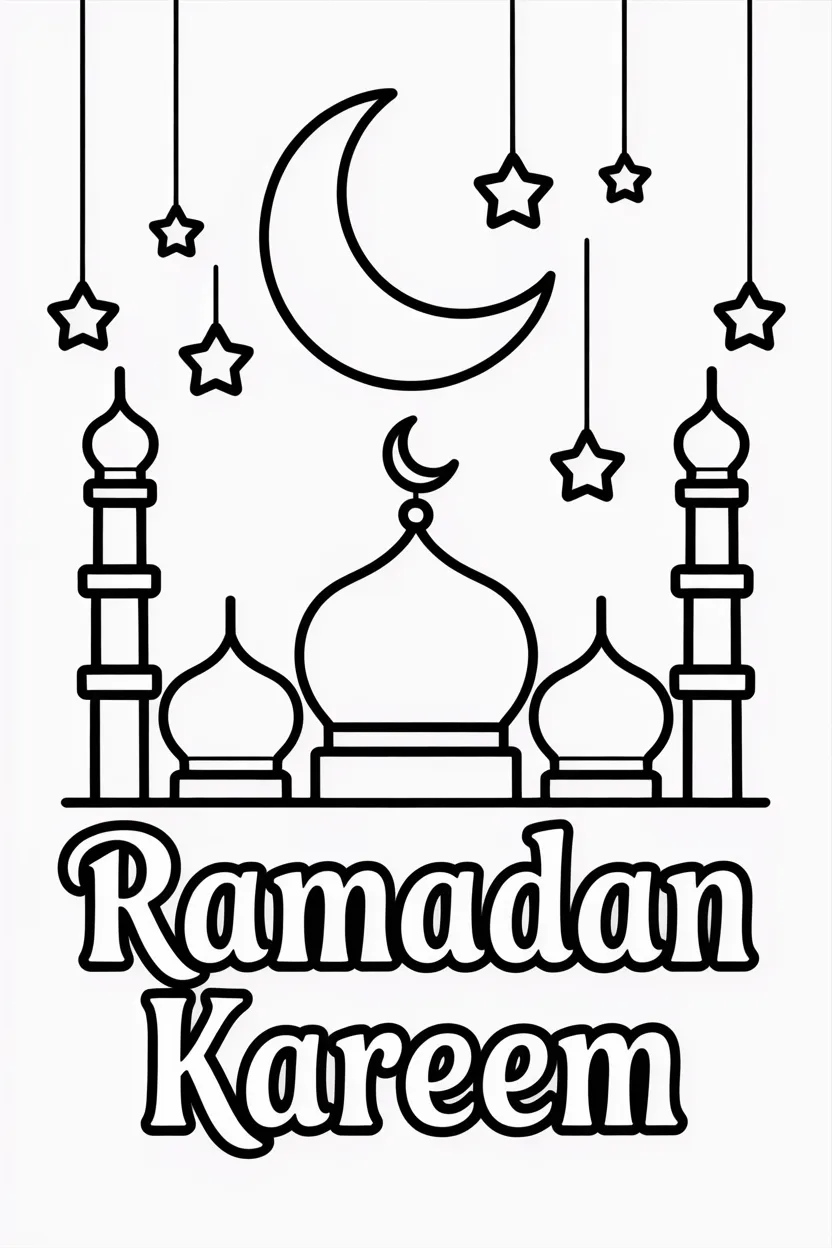 Ramzan Mosque coloring pages free printable