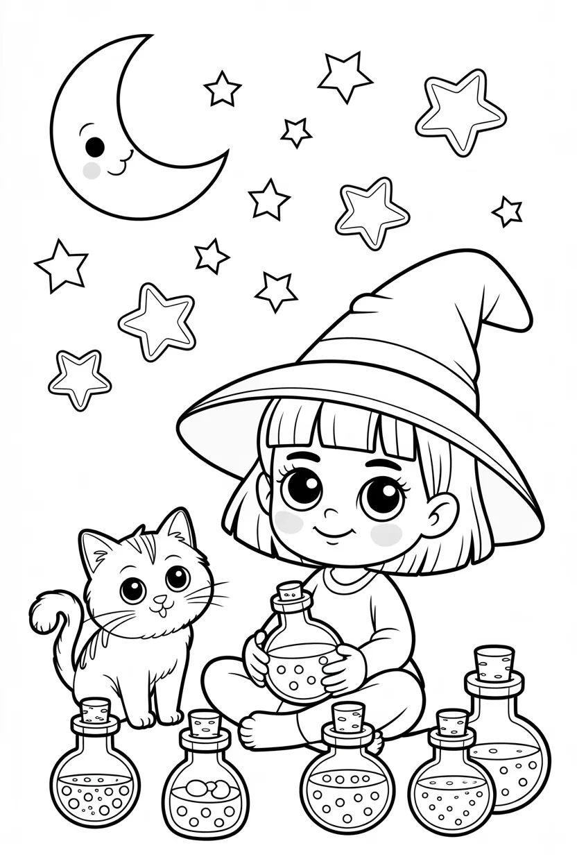 cute witch girl coloring pages free printable