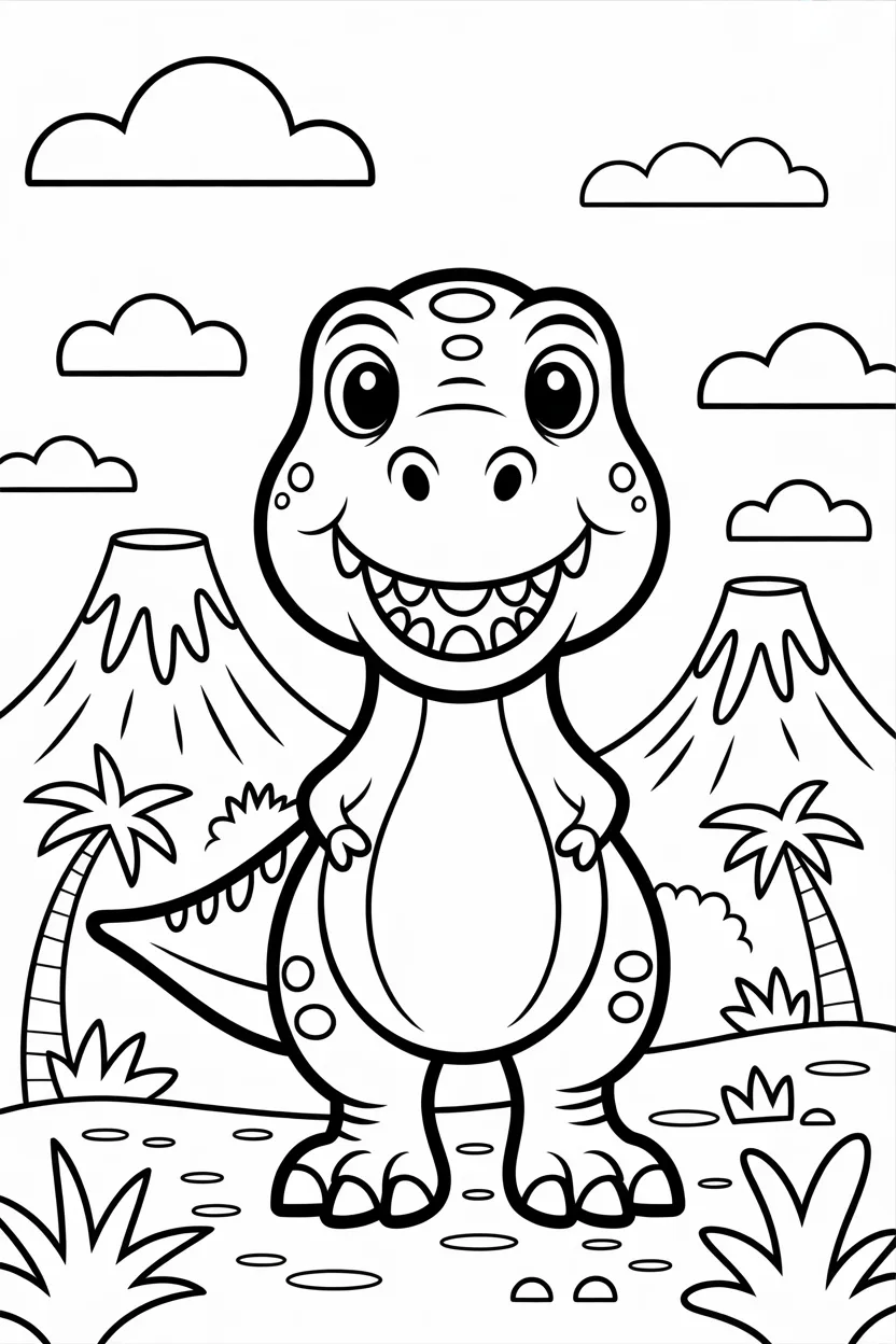 5 Cartoon dinosaur coloring pages free printable