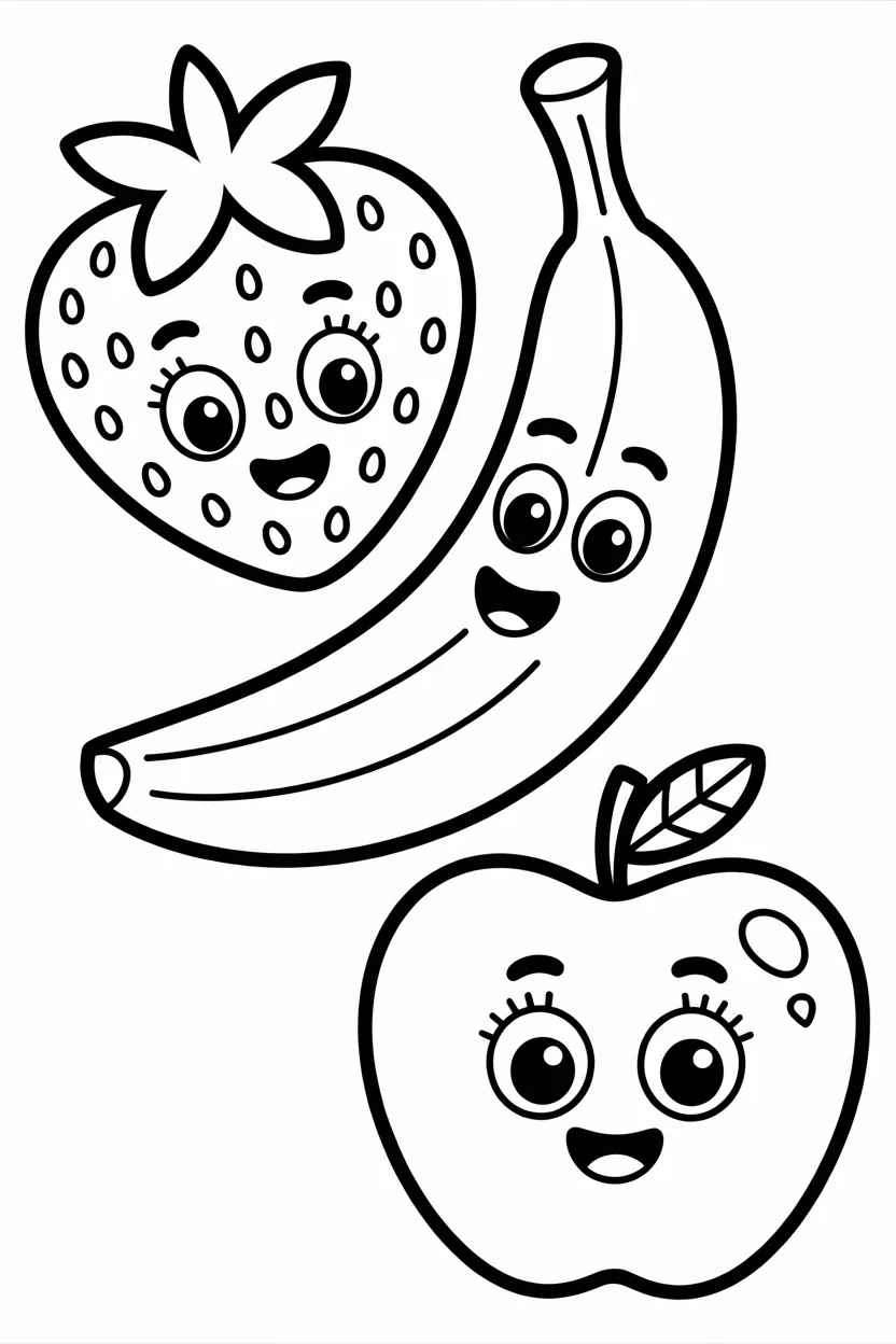 5 Cute fruit friends coloring pages free printable