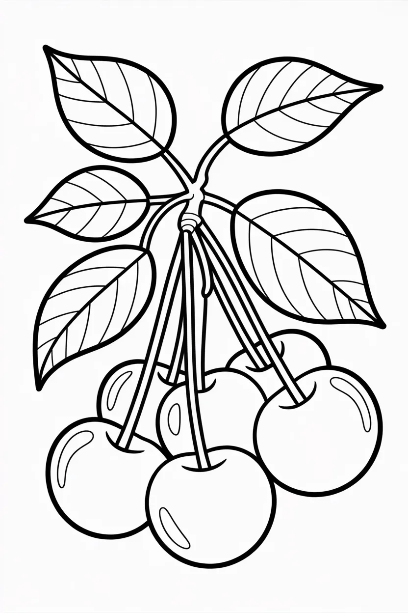 5 Cherries coloring pages free printable