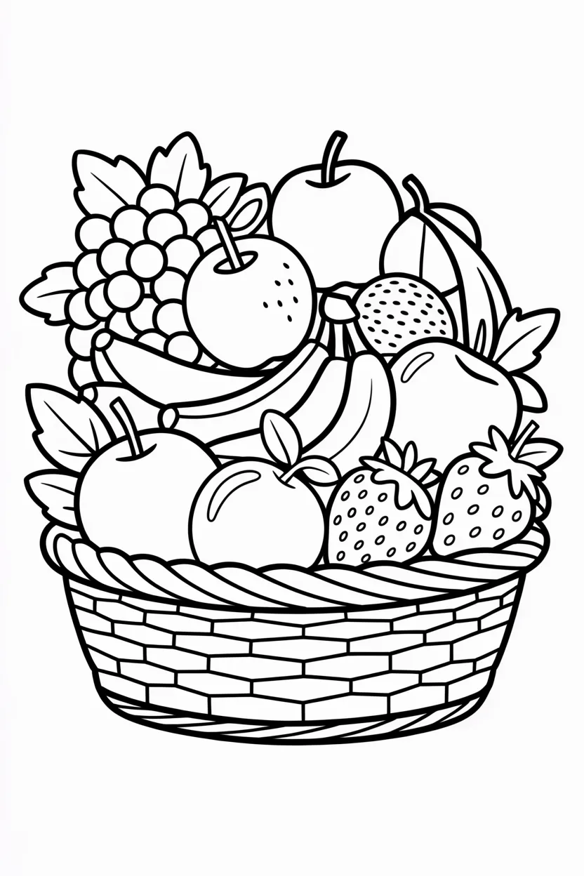 5 Fruits basket coloring pages free printable